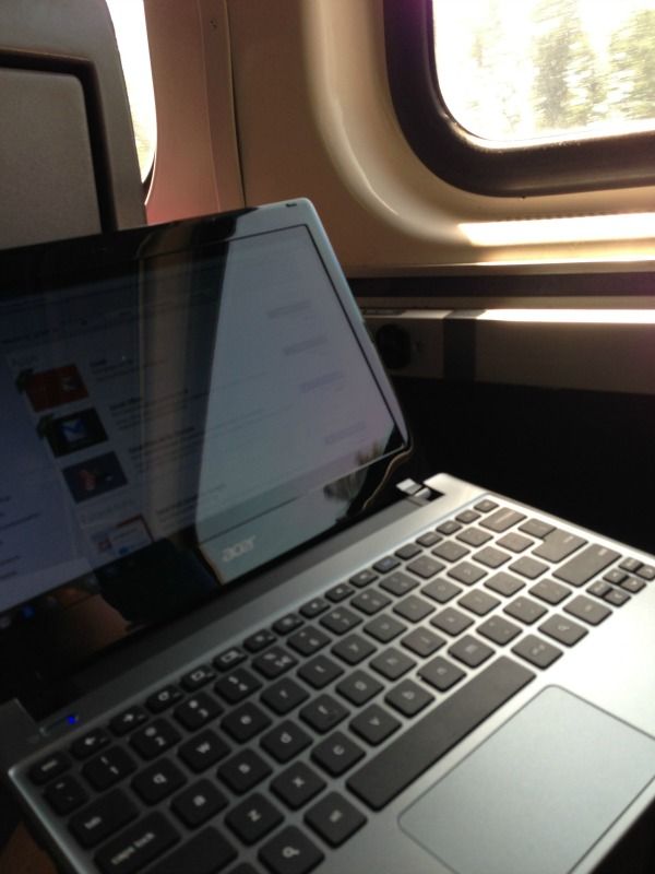 Chromebook on a train