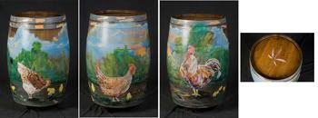 Chicken Wine Barrel Art