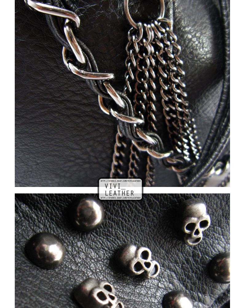 SKULL Punk Chain Handbag Tassel Studded Hobo Bucket Bag | eBay