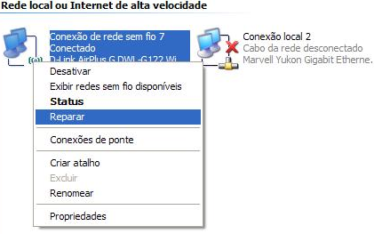 Janela Conexões de Rededo - Windows XP