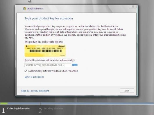 product key do Windows Server 2008