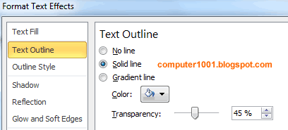 Format Text Effects Text Outline WordArt