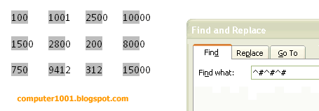 Mencari dengan Kode di Find dan Replace MS Word 2007 - Computer 1001