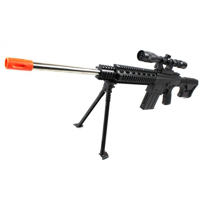 New Airsoft Tactical Ar-15 Sniper Rifle W  Bb Spring Gun Laser Scope 