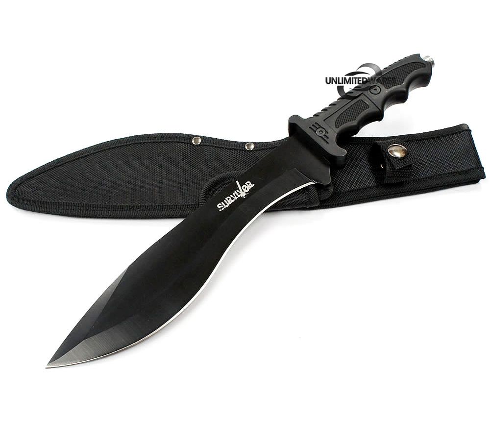 15" SURVIVOR TACTICAL HUNTING MACHETE SURVIVAL KNIFE w/ SHEATH Fixed