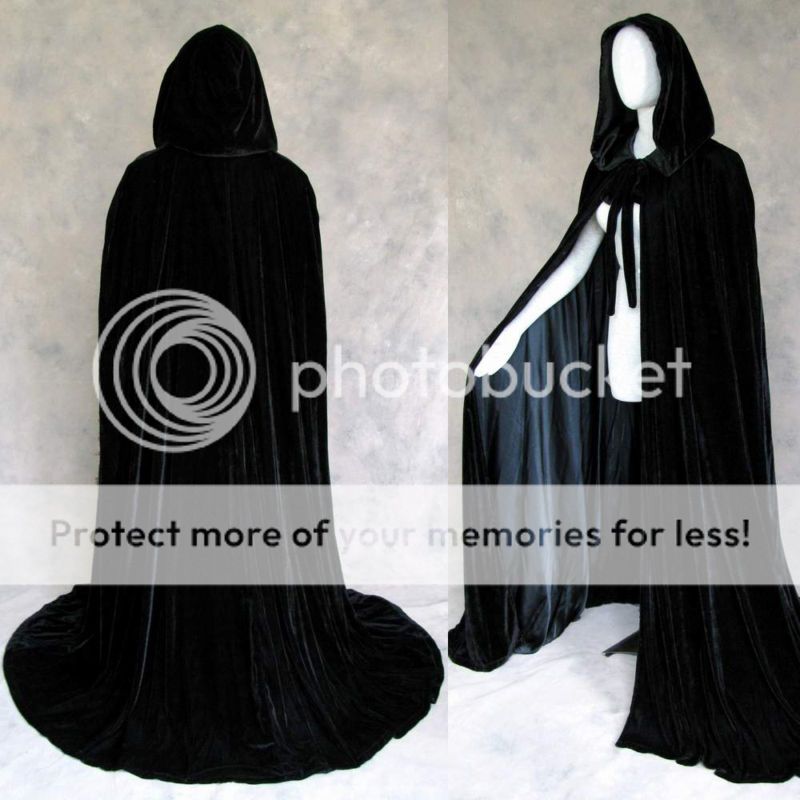 New Medieval Renaissanc e Black Hooded Cloak Wedding Velvet Cape Sca ...