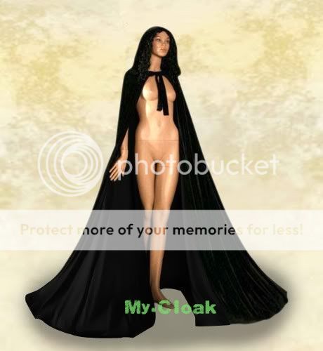 New Priest Hooded Cloak Black Velvet Cape Wicca Medieva Shawl Wedding