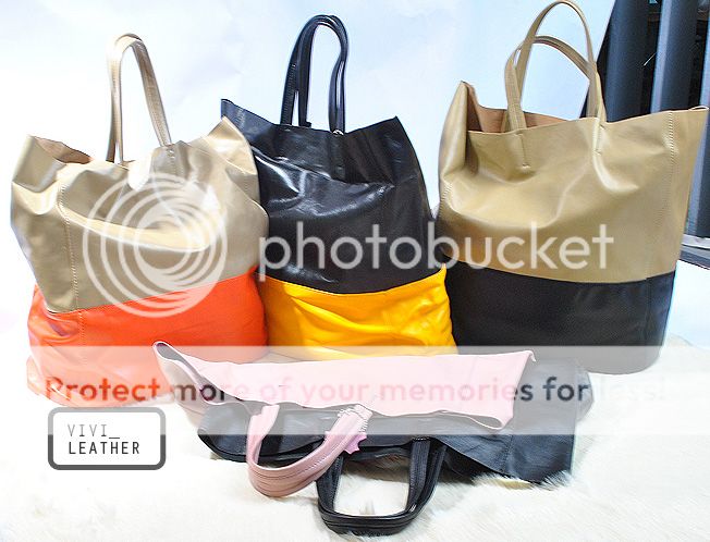 REAL Leather Celebrity Handbag Shopper Cabas Tote Bag  