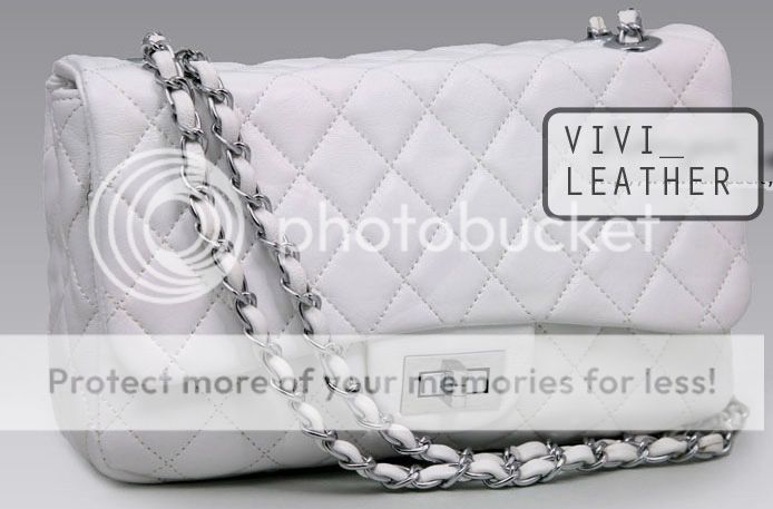 REAL Leather Quilted Quilting Clutch Chain Bag Handbag  