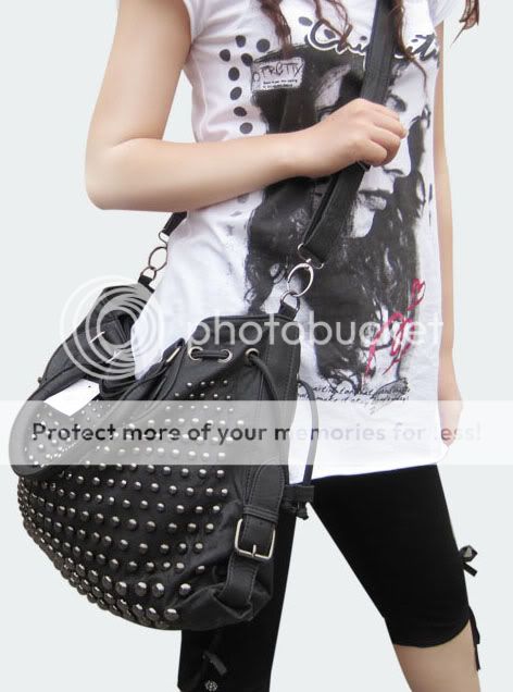 Gossip Girl Leather Rivet Tote Bag Handbag Studded Hobo  