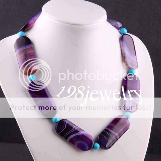 Purple Veins Agate Beads Necklace 18L TE101  