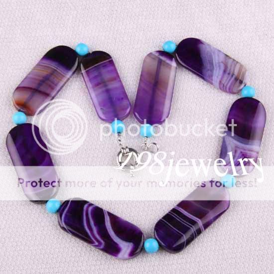 Purple Veins Agate Beads Necklace 18L TE101  