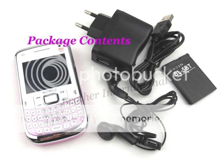   Quad Band Mobile Qwerty TV cell Phone /4 FM TF Card XQ9 Pink  