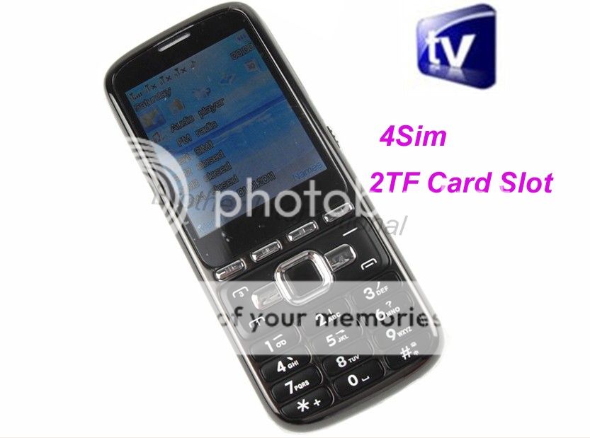 C8 Unlocked 4 Sim 2T Flash Card Fashion Mobile Phone TV  MP4 Cell 