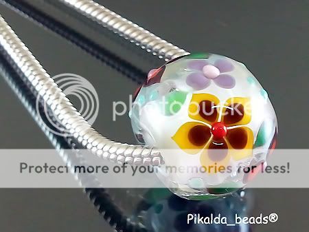 PIKALDA=handmade lampwork 1glass big hole charm beads flower blossom 