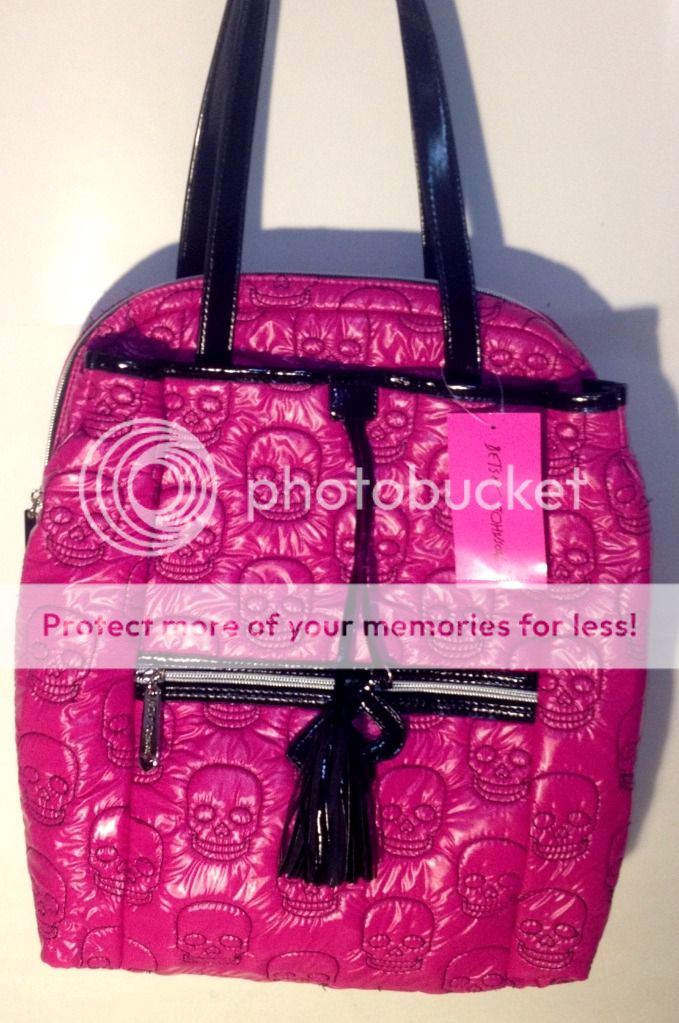 Betsey Johnson Head First Hot Pink Skull Backpack / Shoulder Bag