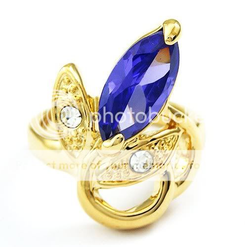 hr072 Wedding 18k gold Plated Sapphire Crystal Luxury Ring Free 