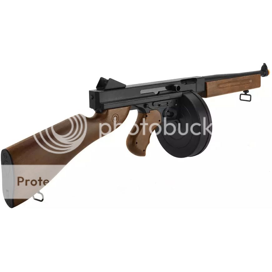 300 FPS THOMPSON M1A1 ELECTRIC WWII AIRSOFT AEG MACHINE GUN Tommy Rifle ...