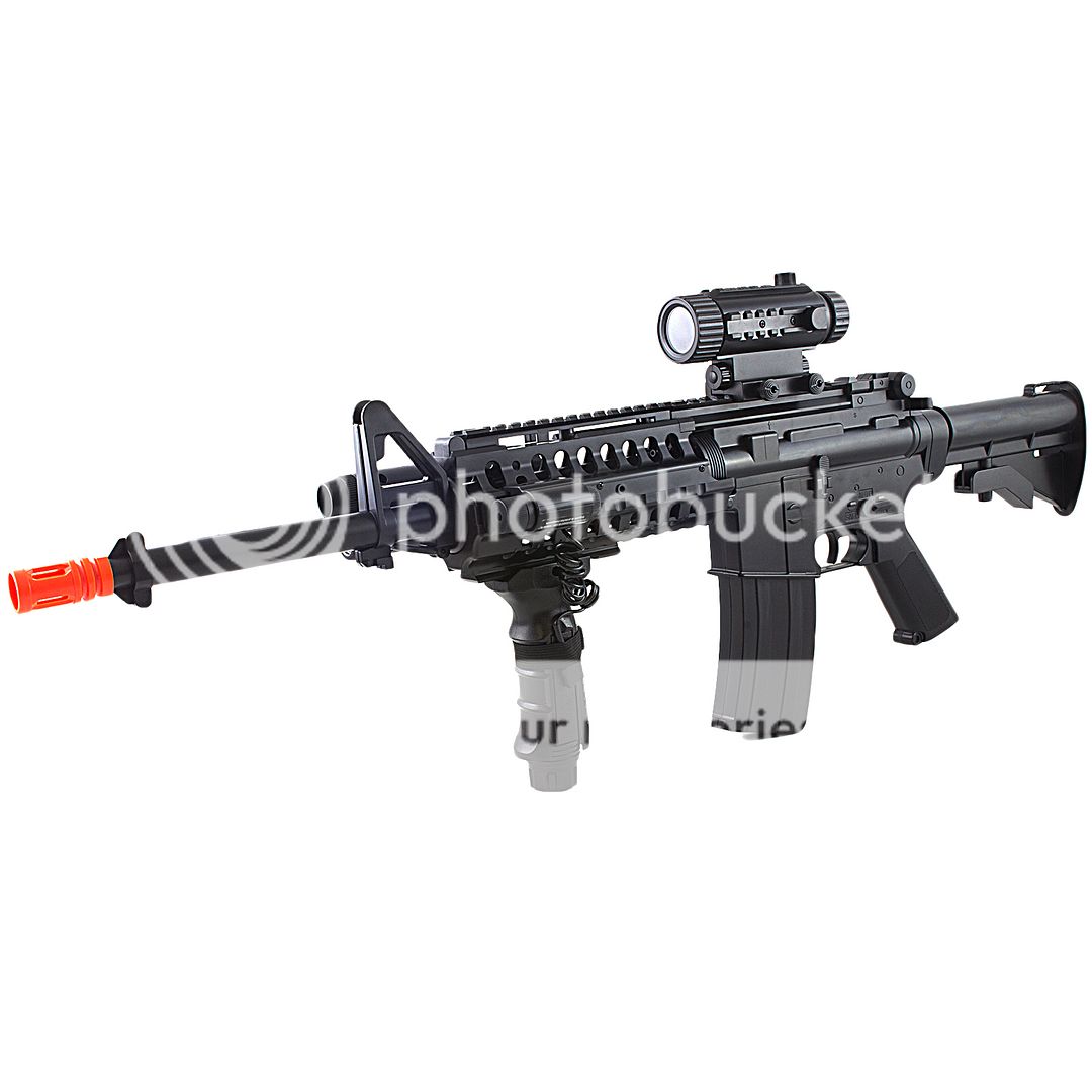 200 FPS FULL AUTO ELECTRIC AEG AIRSOFT RIFLE GUN w/ SCOPE & LASER 6mm ...