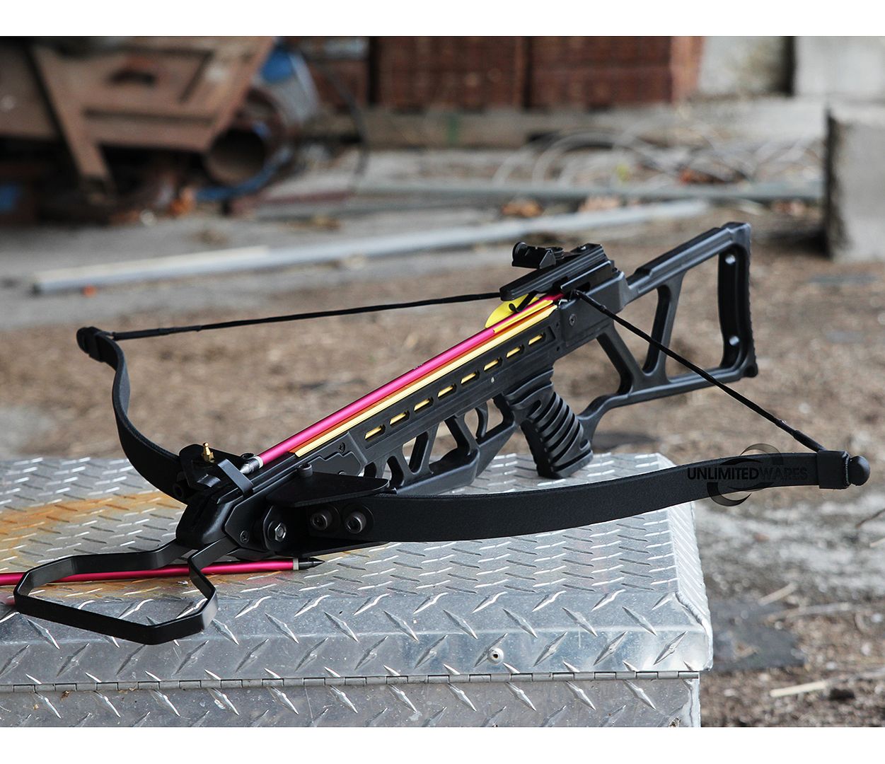 New Archery Hunting 220 FPS Black Bow Gun 150 lb Crossbow w Arrows Bolts