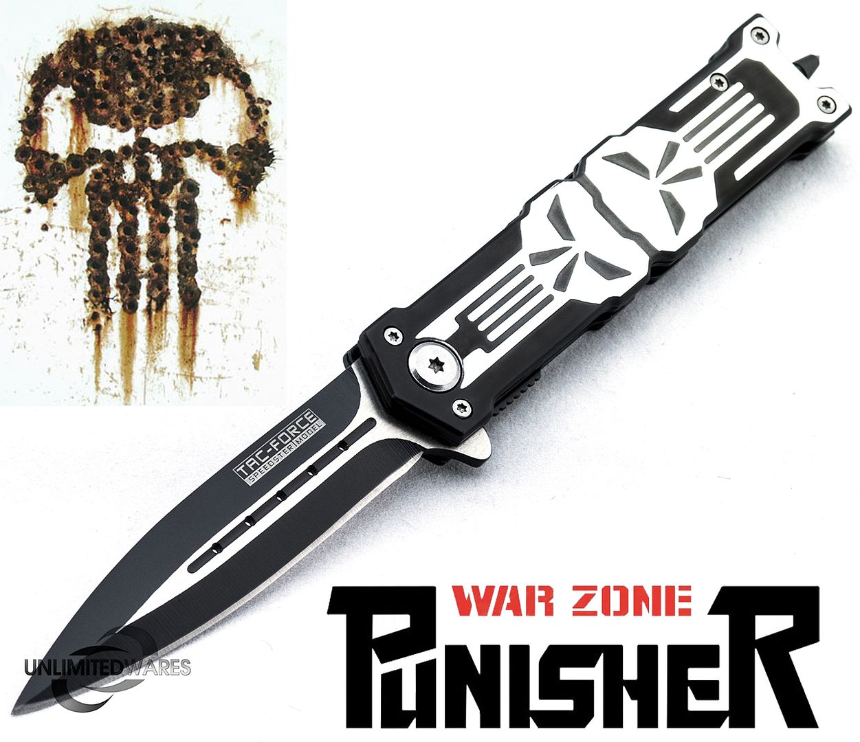 25 Tac Force Punisher War Zone Spring Assisted Knife