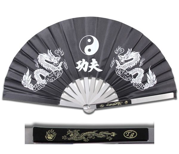 New Heavy Duty Steel Black Dragon Kung Fu Tai Chi Fan Martial Arts Hand Wushu