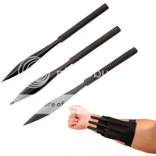 3 Piece 6 Ninja Kunai Spikes Throwing Knives Set W Sheath Quills Darts Case Ebay