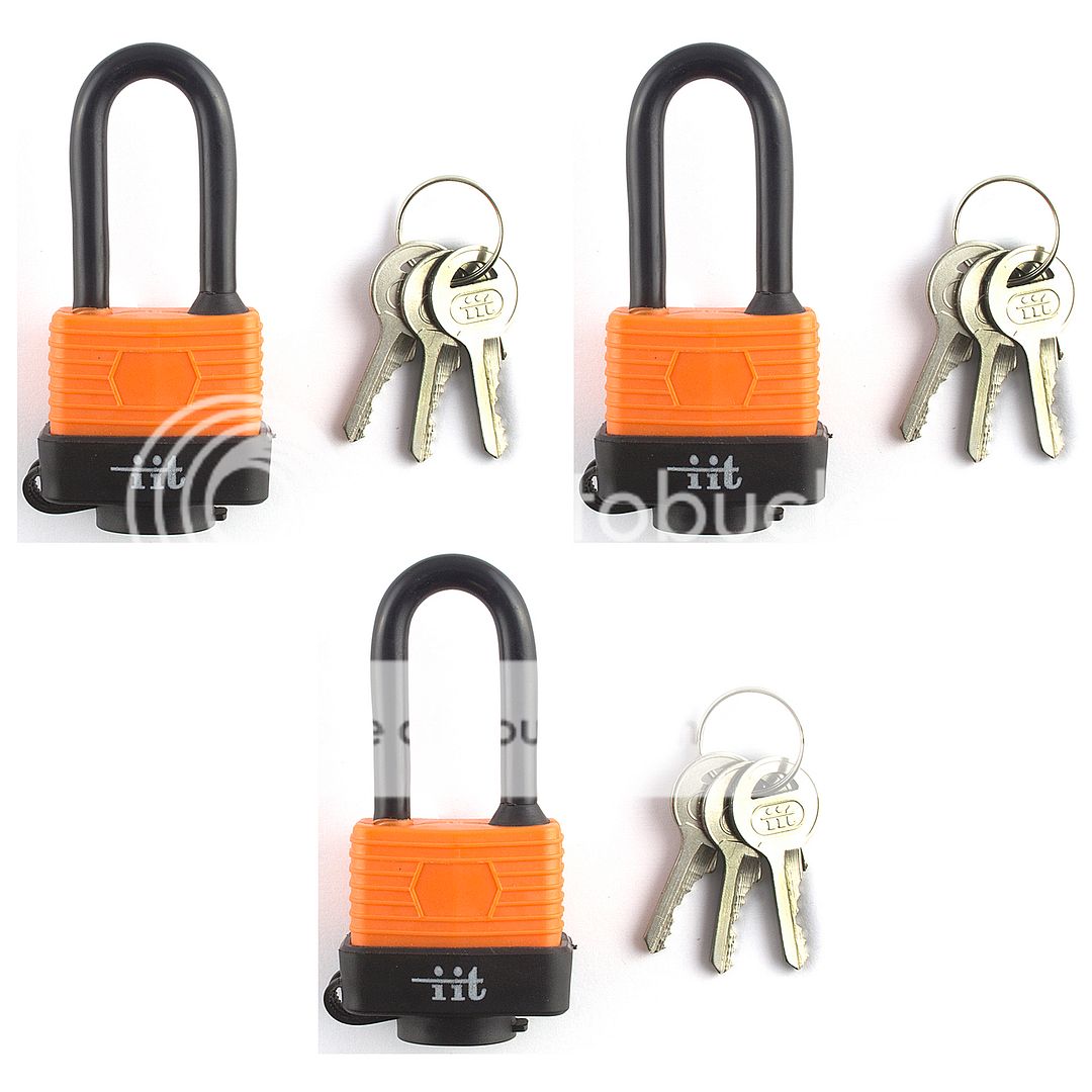 3 PC HEAVY DUTY WATERPROOF 1.5" PADLOCKS w/ LONG SHANK Key Tumbler