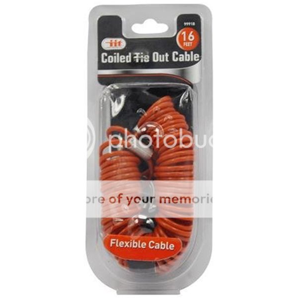 16' COILED DOG TIEOUT STEEL CABLE FOR 60 LB DOGS Durable Weather