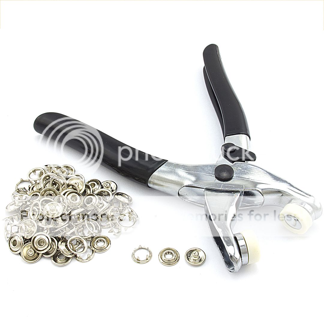 SNAP FASTENER PLIERS w/ 108 SNAPS PIECES 27 COMPLETE BUTTONS Kit Tool ...