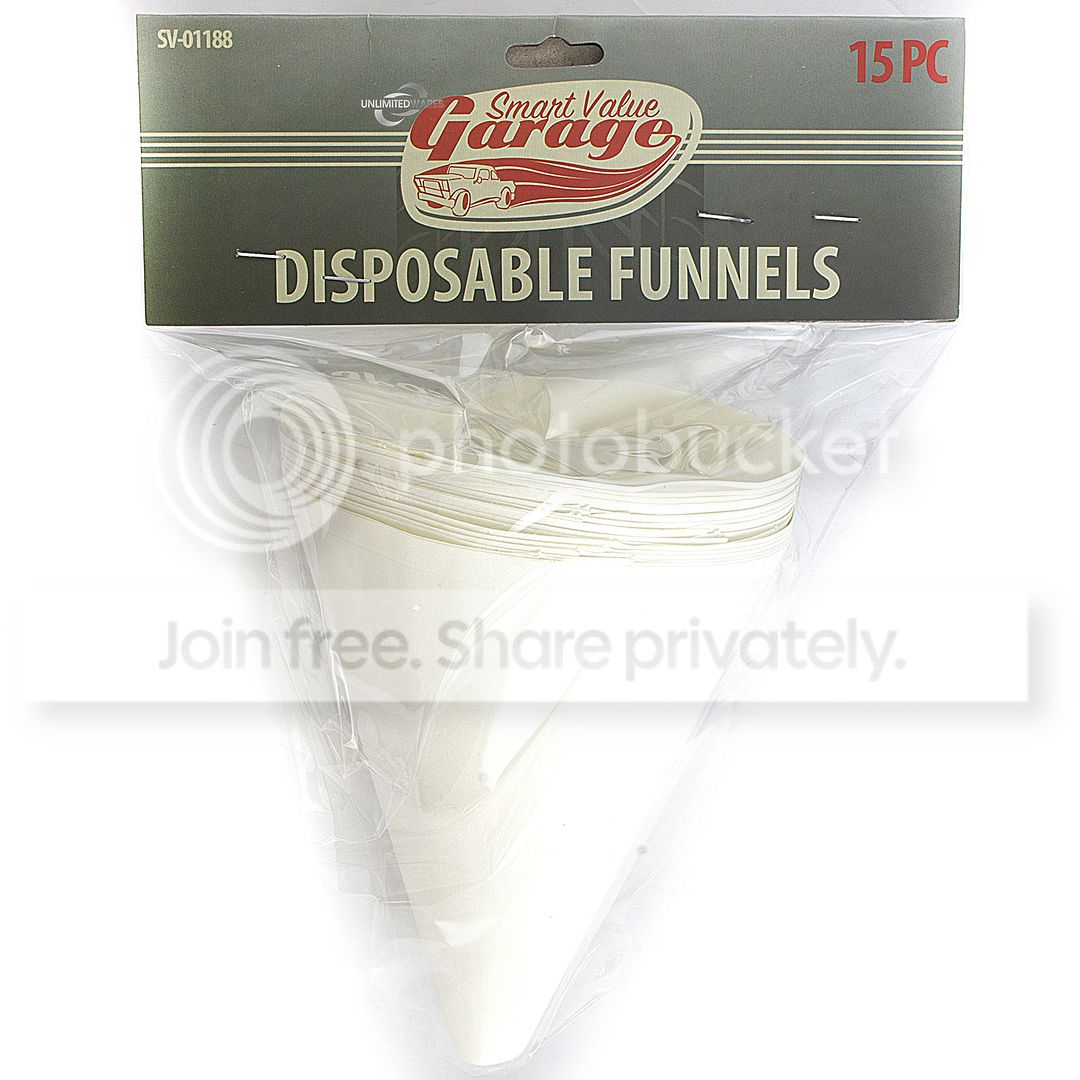 45 PACK DISPOSABLE PAPER FUNNELS Kitchen Oil Filter Garage Garden Art