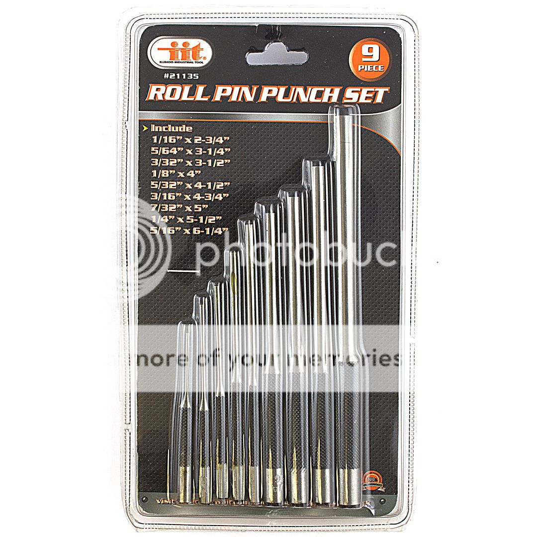 9 PC HAND ROLL PIN PUNCH SET 1/16, 5/64, 3/32, 1/8, 5/32, 3/16, 7/32, 1