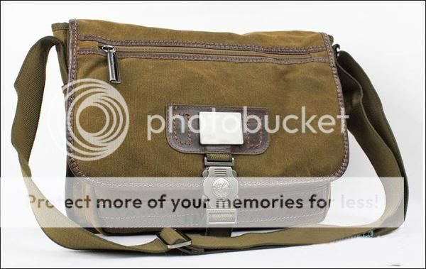 2012 NEW Mens Khaki Nubuck Leather Canvas Satchel Shoulder Bag free 