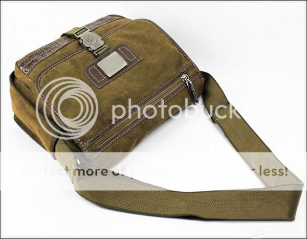 2012 NEW Mens Khaki Nubuck Leather Canvas Satchel Shoulder Bag free 